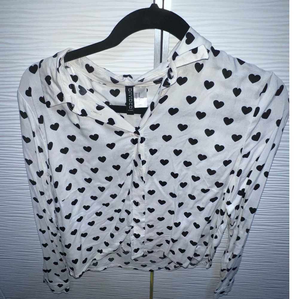 Heart design cropped button down shirt
